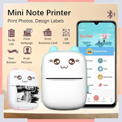 MINI Portable Thermal Printer Wireless Label Memo Machine 200dpi Bluetooth Inkless Pocket Imprimante Phone Notes Printing Paper